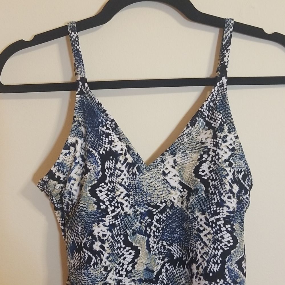 Shade & Shore Blue Python Print One Piece Swimsuit Small - Picture 3 of 9